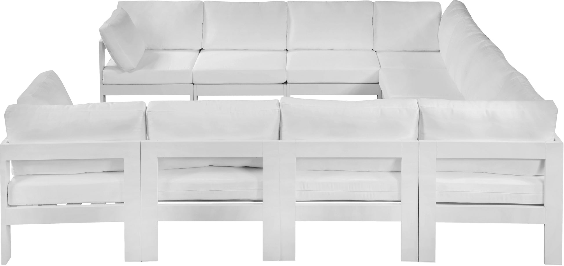 Nizuc - Outdoor Patio 10 Piece Modular Sectional With White Frame