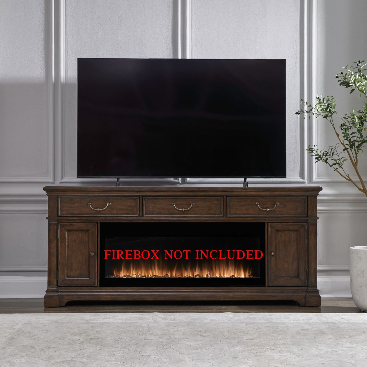 Fireplace TV Consoles - 84" Fireplace TV Console - Brown