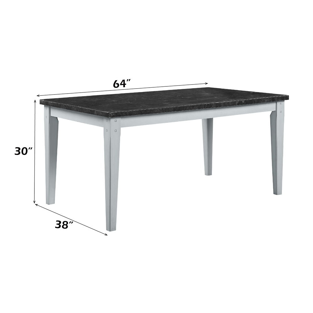 Lanton - Dining Table - Marble & Antique White Finish