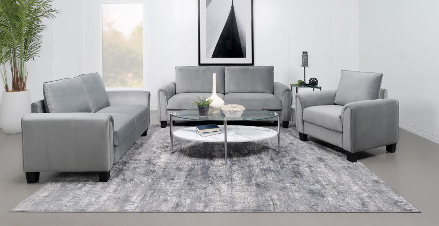 Davis - Upholstered Rolled Arm Sofa - Gray