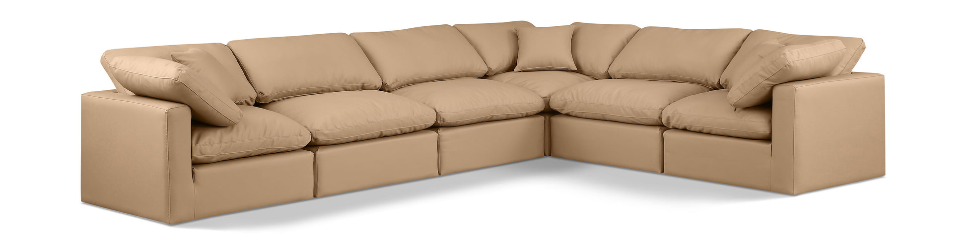 Indulge - Faux Leather 6 Piece Modular Corner Sectional - Tan