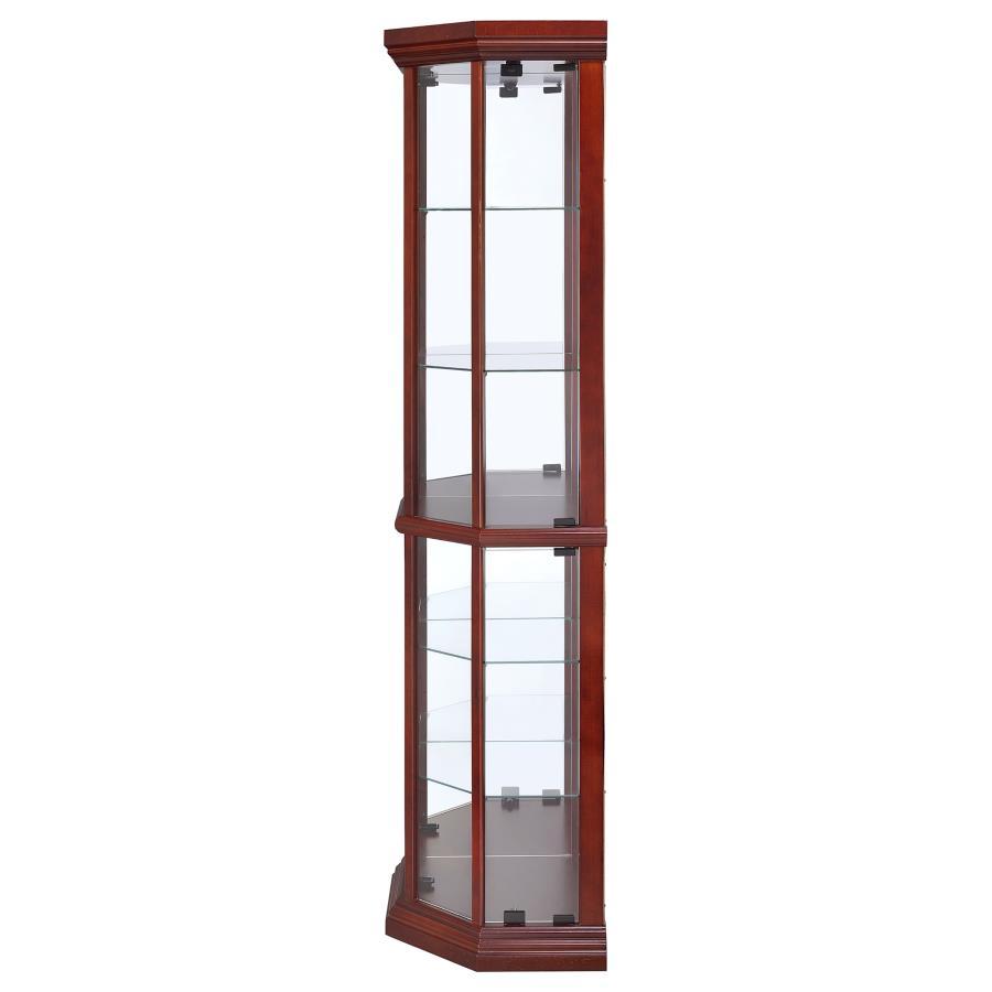 Appledale - 6-Shelf Corner Curio Display Cabinet - Medium Brown