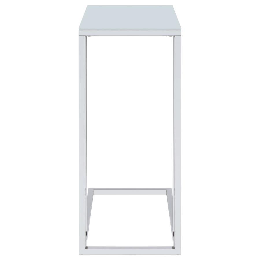 Stella - Glass Top C-Shaped Sofa Side Table - Chrome