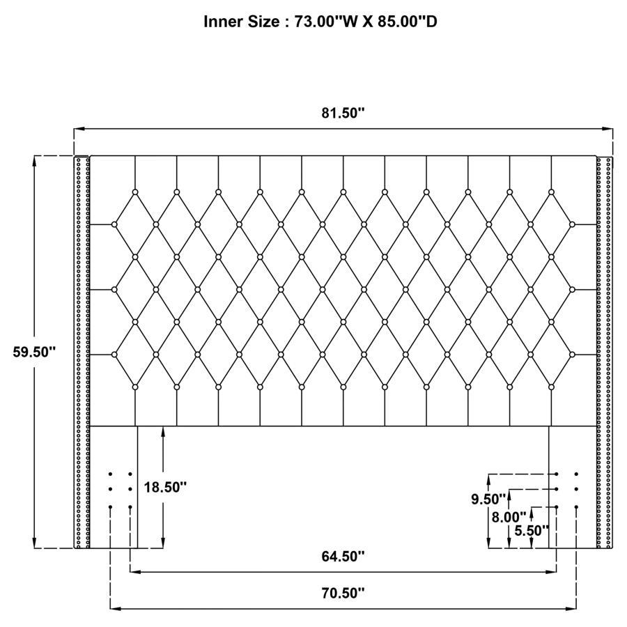 Bancroft - Upholstered California King Wingback Headboard - Gray