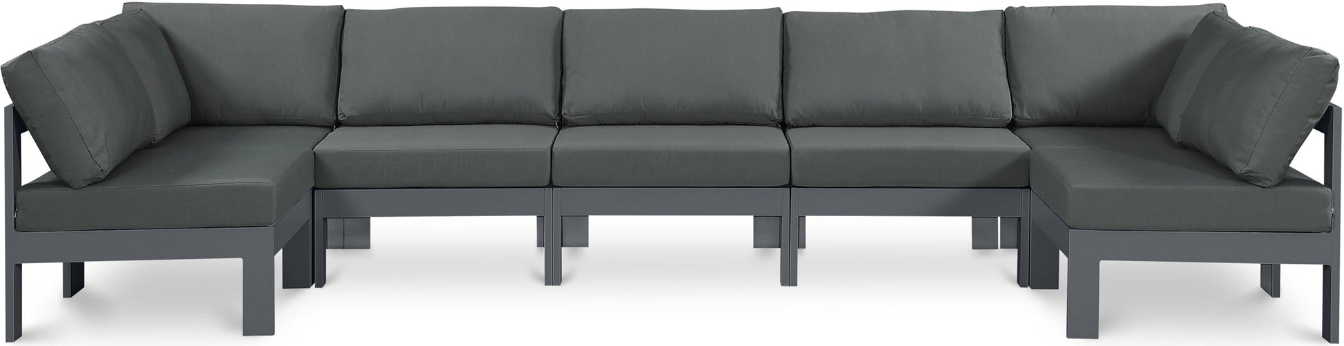 Nizuc - Outdoor Patio 7 Piece Modular Sectional With Gray Frame