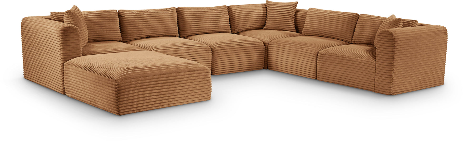 Shaggy - Fabric 7 Piece Modular U-Shaped Sectional With Ottoman