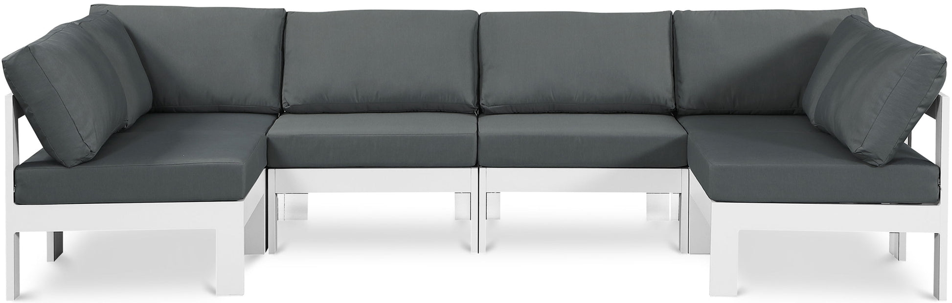 Nizuc - Outdoor Patio 6 Piece Modular Sectional With White Frame