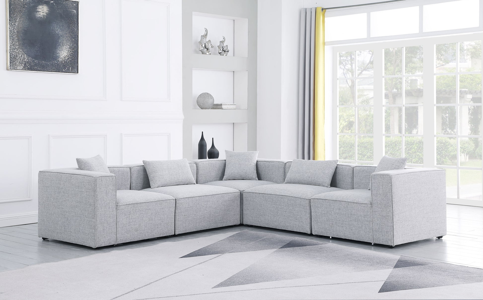 Cube - Linen 5 Piece Modular Corner Sectional