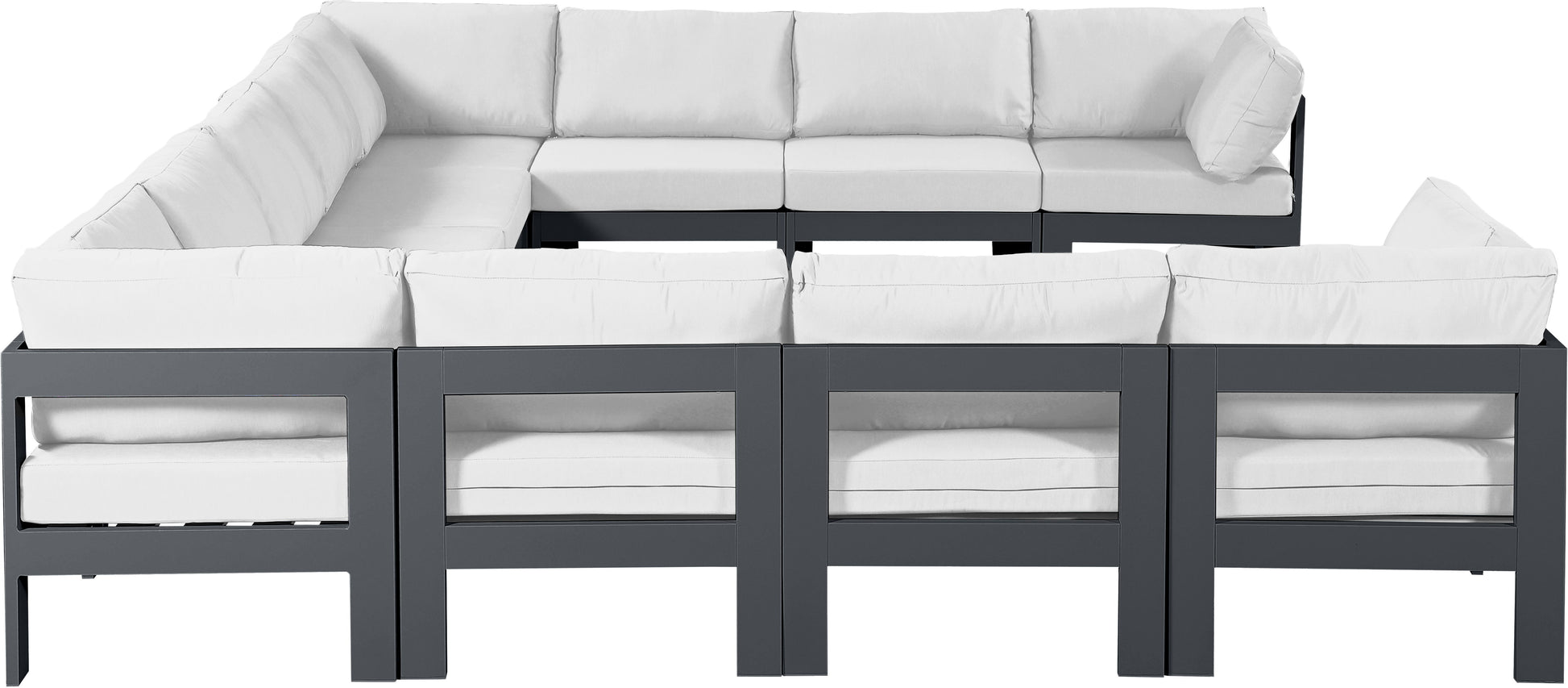 Nizuc - Outdoor Patio 11 Piece Modular Sectional With Gray Frame