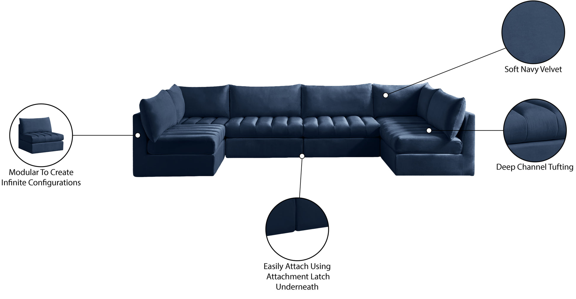 Jacob - Modular U-Shaped Sectional 6 Piece
