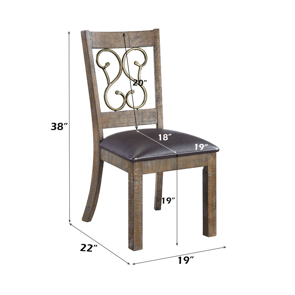 Raphaela - Side Chair (Set of 2) - Black PU & Weathered Cherry Finish