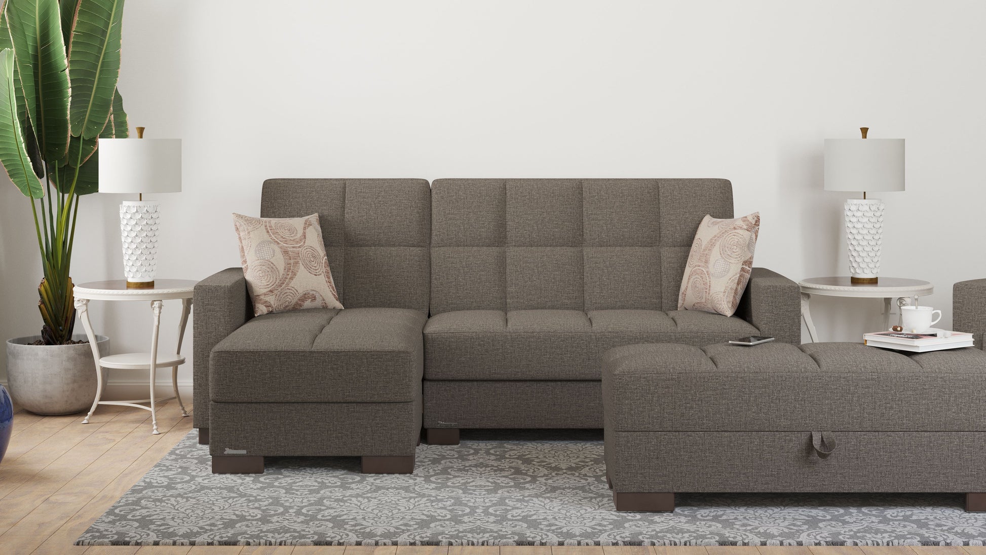 Ottomanson Armada - Upholstered Convertible Chaise Lounge With Storage - Polyester