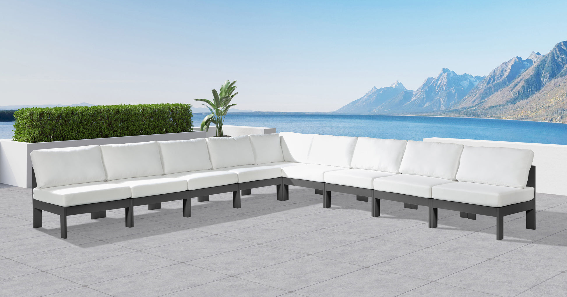 Nizuc - Outdoor Patio 9 Piece Modular Sectional With Gray Frame