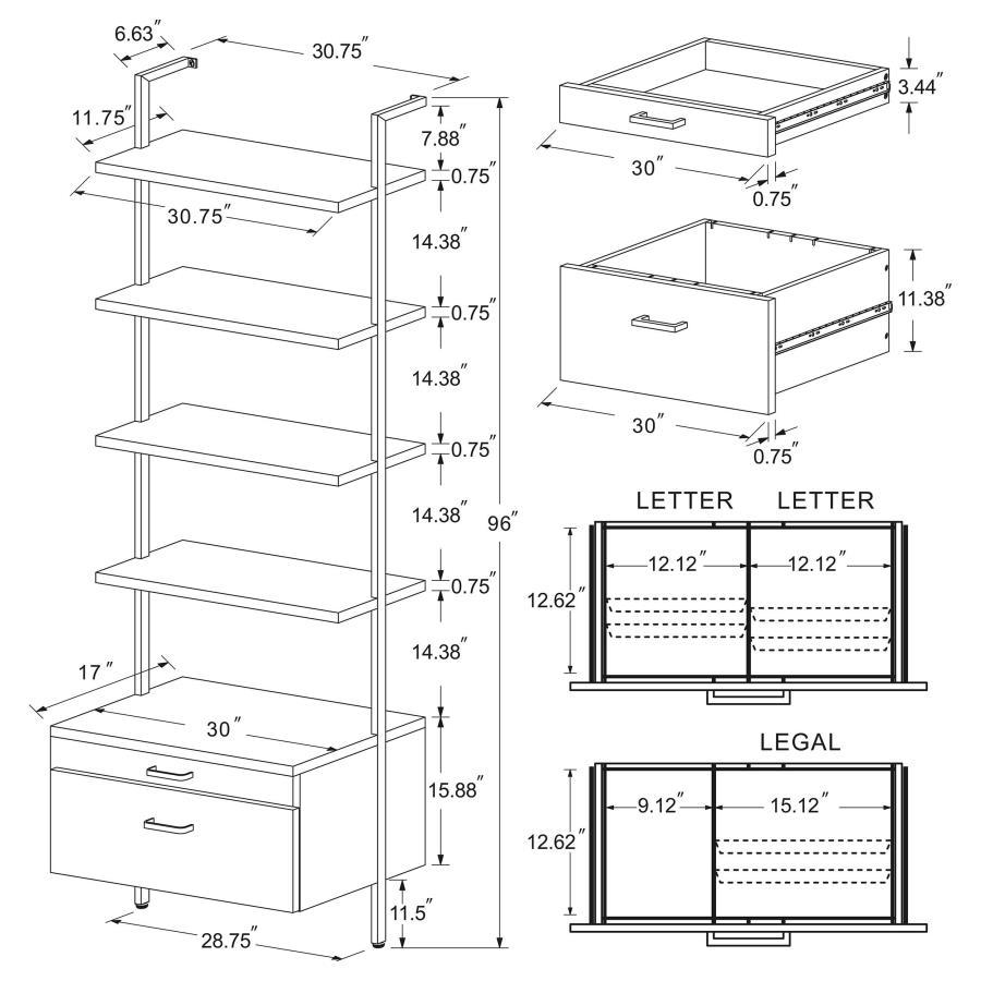 Owens - 3 Piece Wall Mounted Bookshelf Set - Walnut