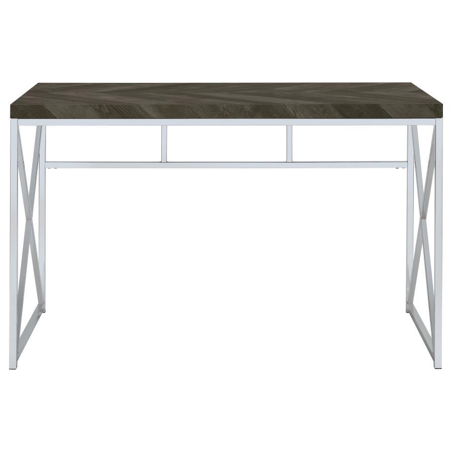 Grimma - Writing Office Desk - Rustic Gray And Chrome
