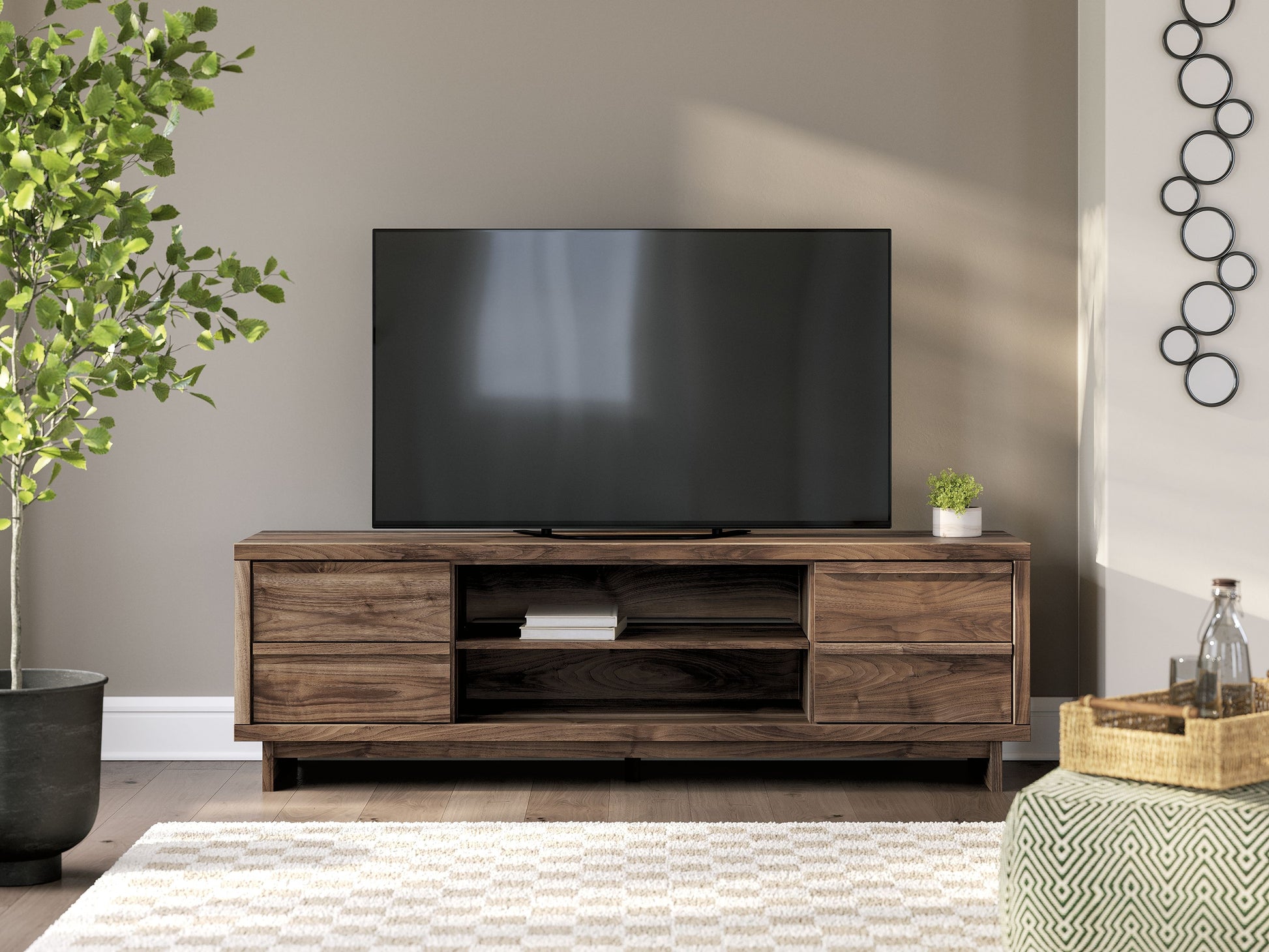 Zadilyn - Brown - XL TV Stand With Fireplace Option