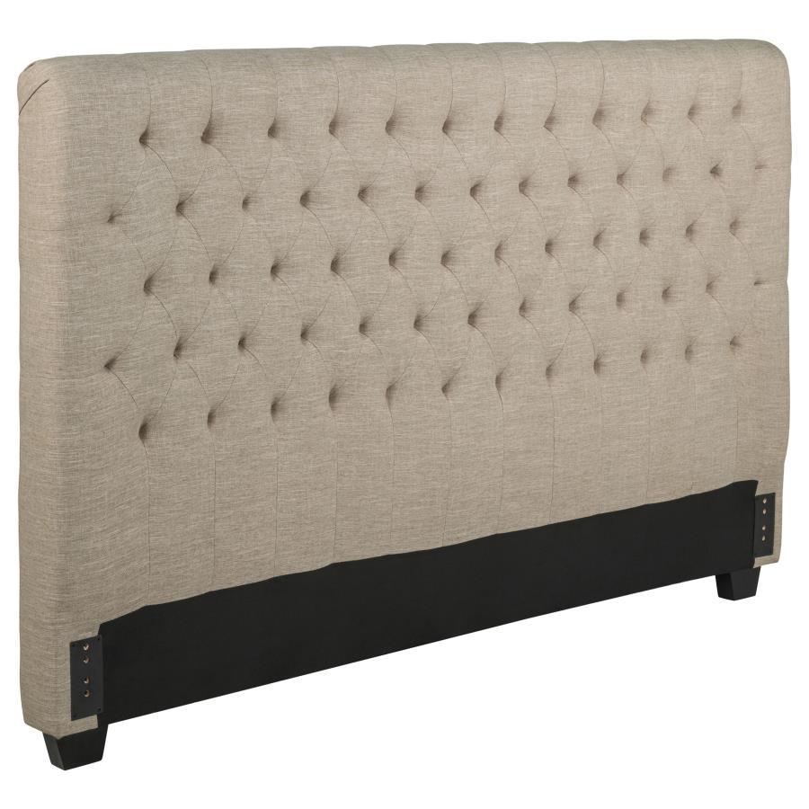 Chloe - Upholstered Eastern King Panel Headboard - Oatmeal