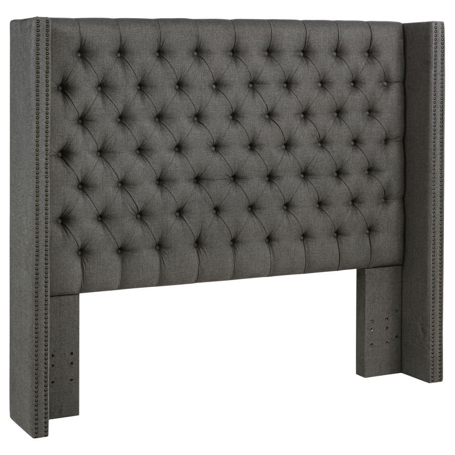 Bancroft - Upholstered Eastern King Wingback Headboard - Gray