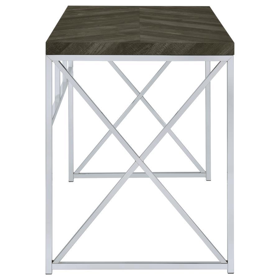 Grimma - Writing Office Desk - Rustic Gray And Chrome