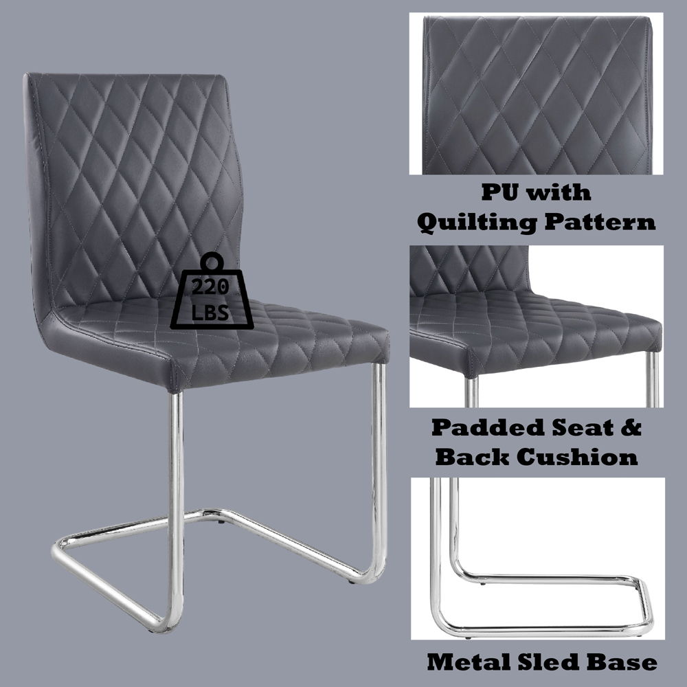 Ansonia - Side Chair (Set of 2) - Gray PU & Chrome
