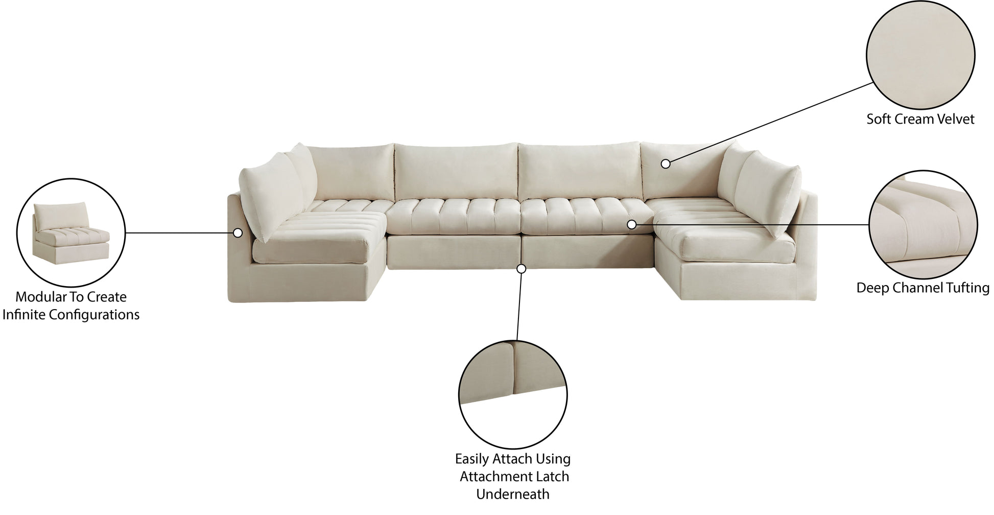 Jacob - Modular U-Shaped Sectional 6 Piece