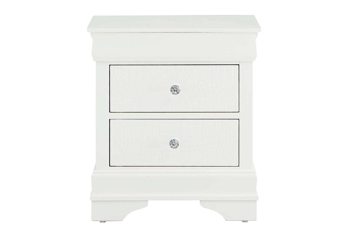Pompei - Croc Nightstand - Metallic White