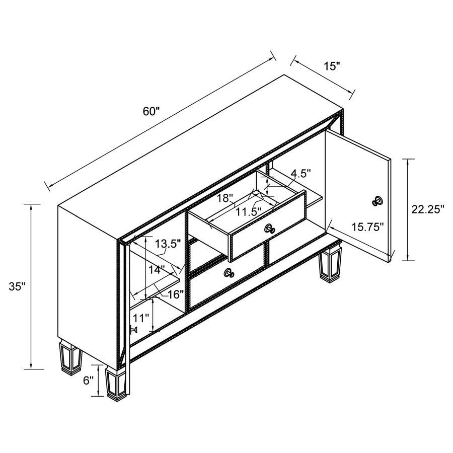 Leticia - 3-Drawer Mirrored Storage Accent Cabinet - Silver