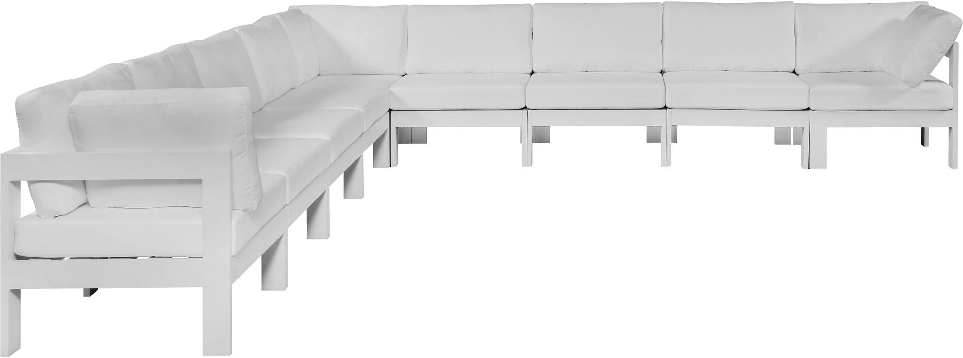Nizuc - Outdoor Patio 9 Piece Modular Sectional With White Frame