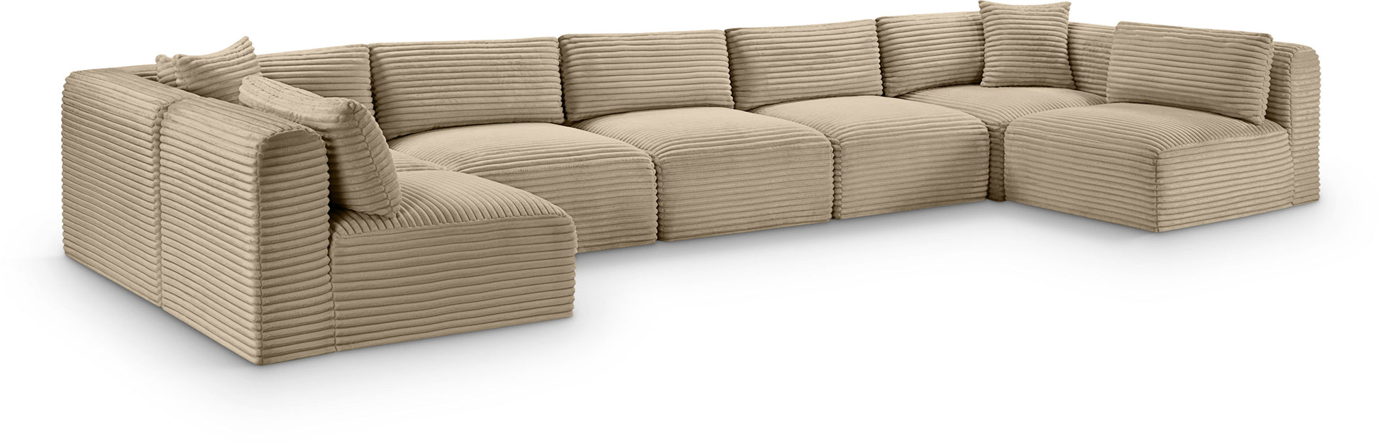 Shaggy - Fabric 7 Piece Modular U-Shaped Armless Sectional