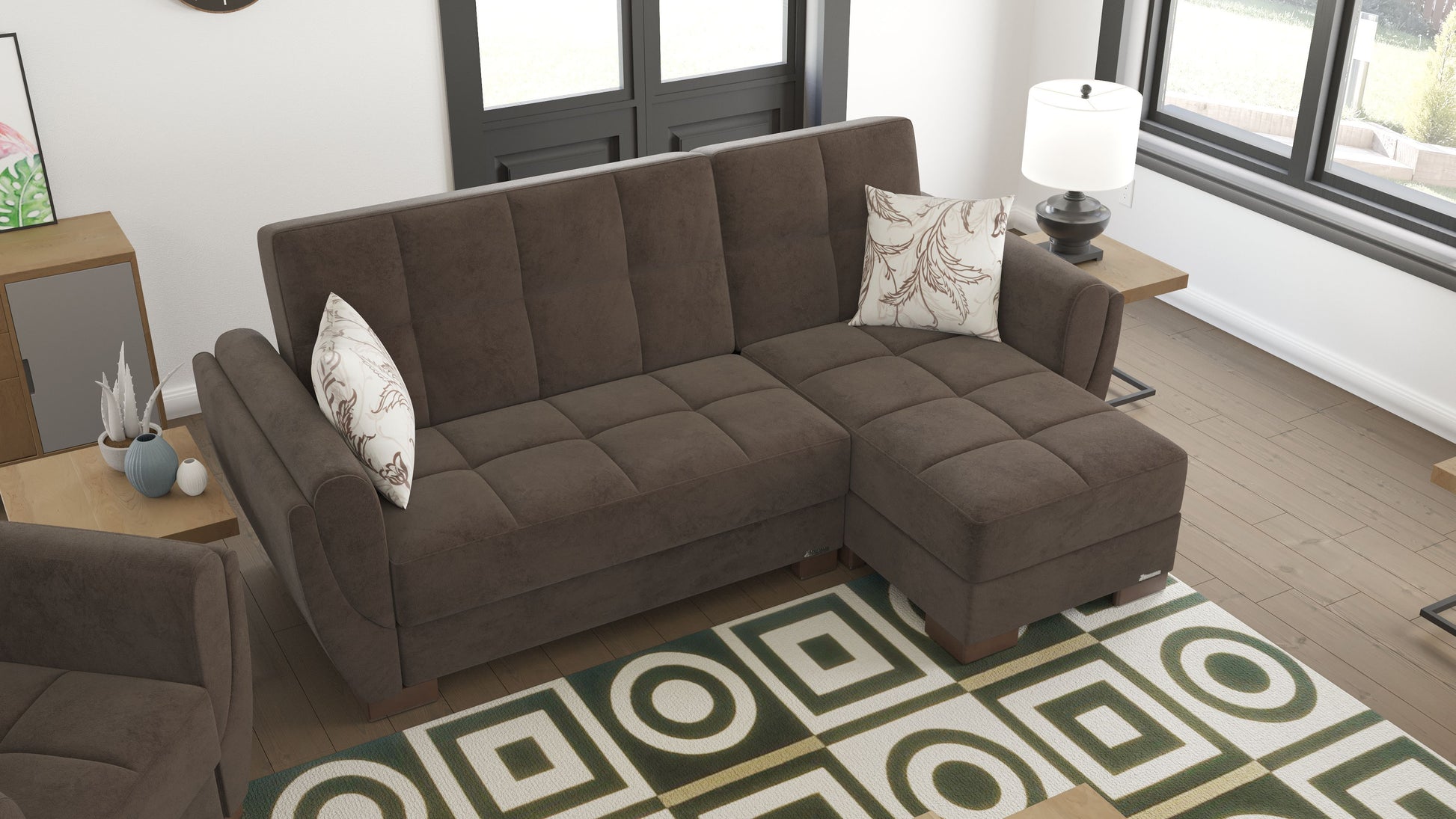 Ottomanson Armada Air - Upholstered Convertible Chaise Lounge With Storage - Microfiber