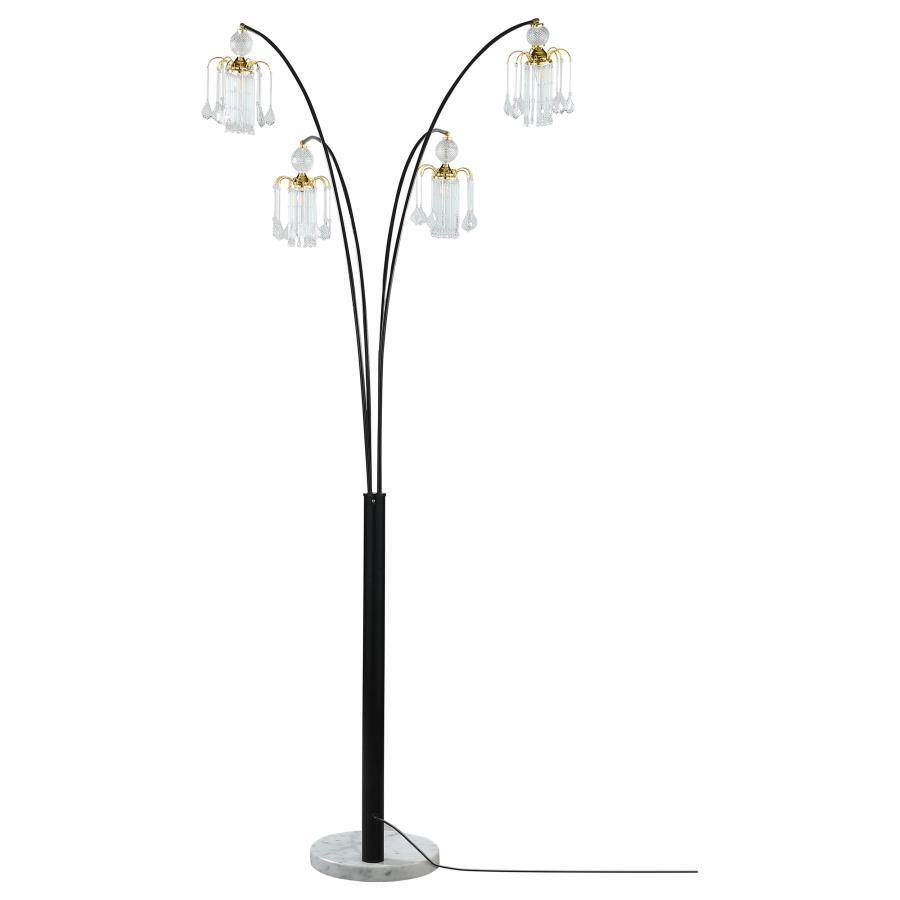 Maisel - Hanging Crystal Arc Tree Floor Lamp - Black