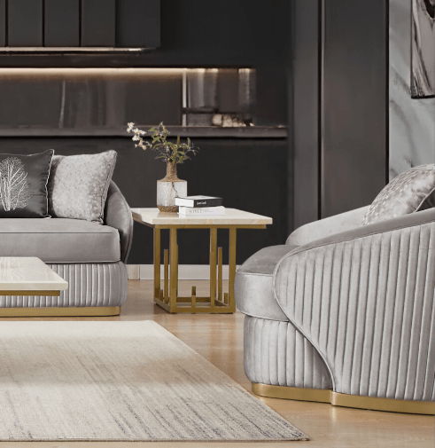 HD-7008 - Chair - Gray / Gold