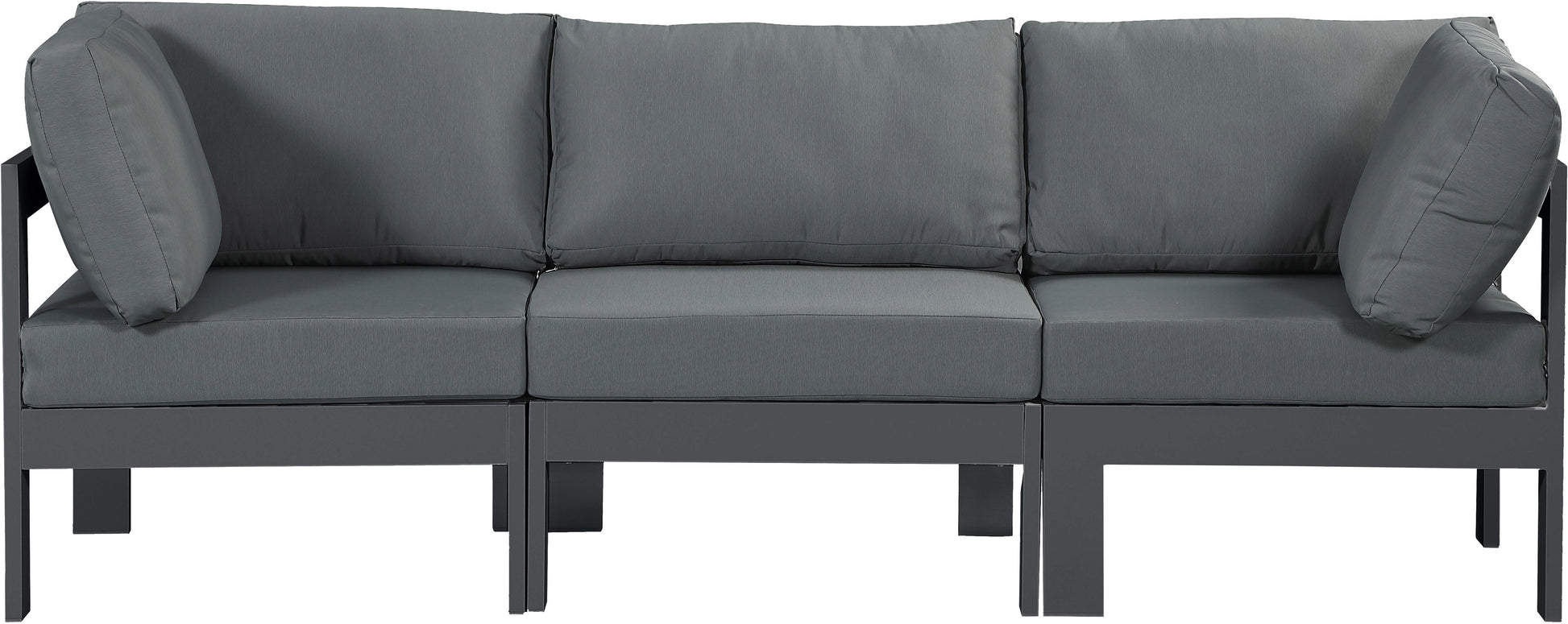 Nizuc - Outdoor Patio 3 Seat Modular Sofa With Gray Frame