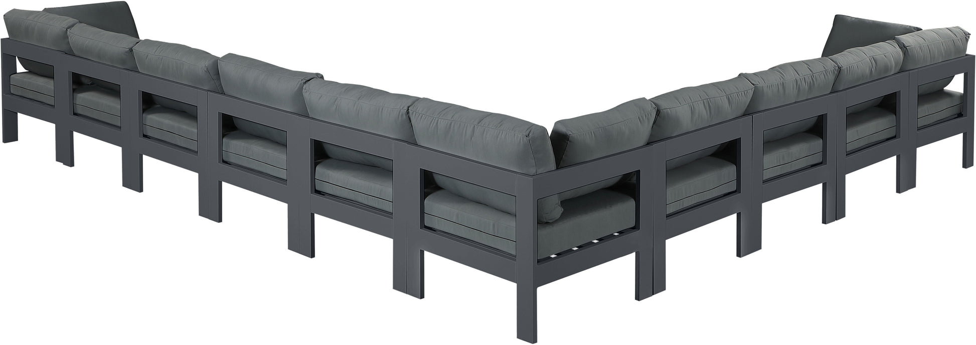 Nizuc - Outdoor Patio 10 Piece Modular Sectional With Gray Frame