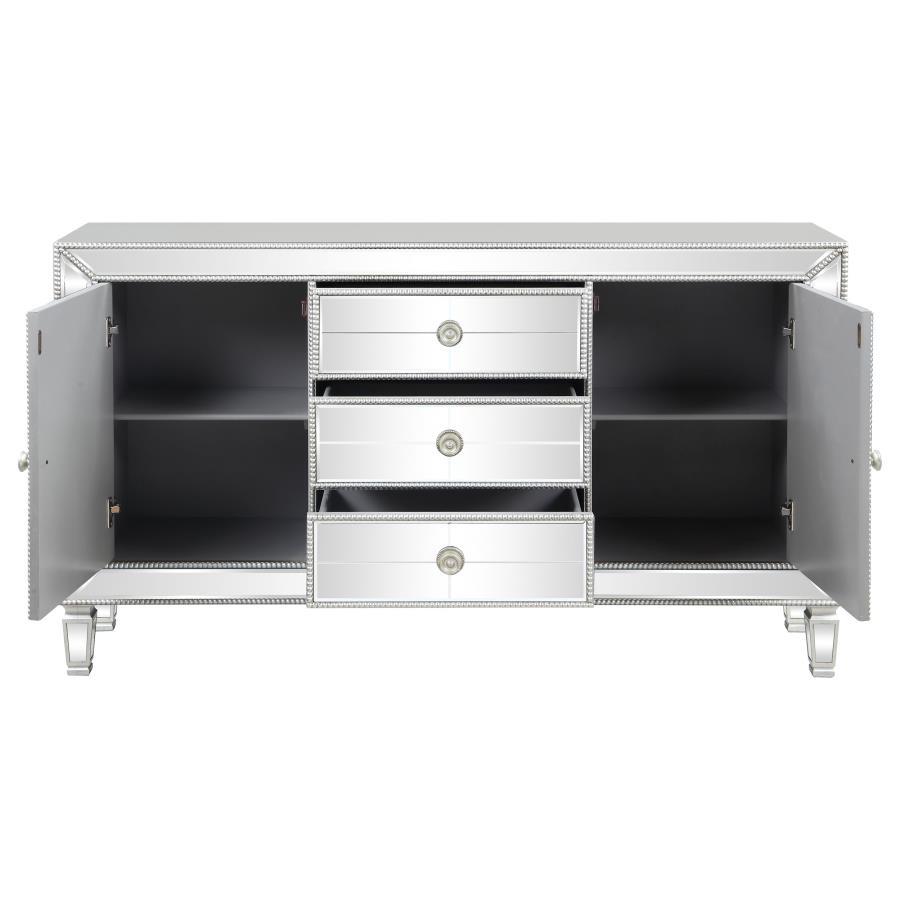 Leticia - 3-Drawer Mirrored Storage Accent Cabinet - Silver