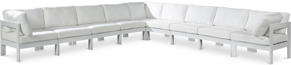 Nizuc - Outdoor Patio 9 Piece Modular Sectional With White Frame