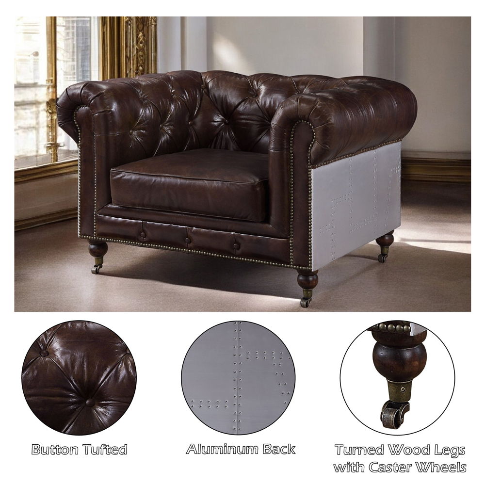 Aberdeen - Chair - Vintage Brown Top Grain Leather