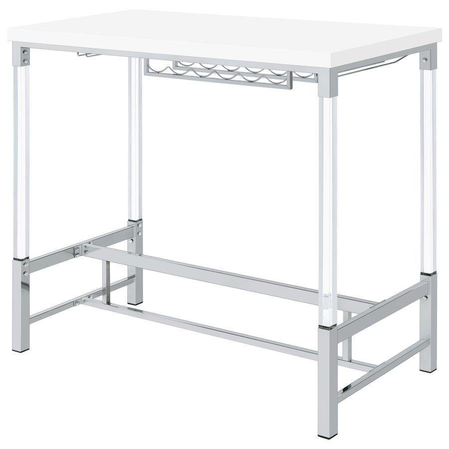 Norcrest - Acrylic Leg Bar Table - White High Gloss
