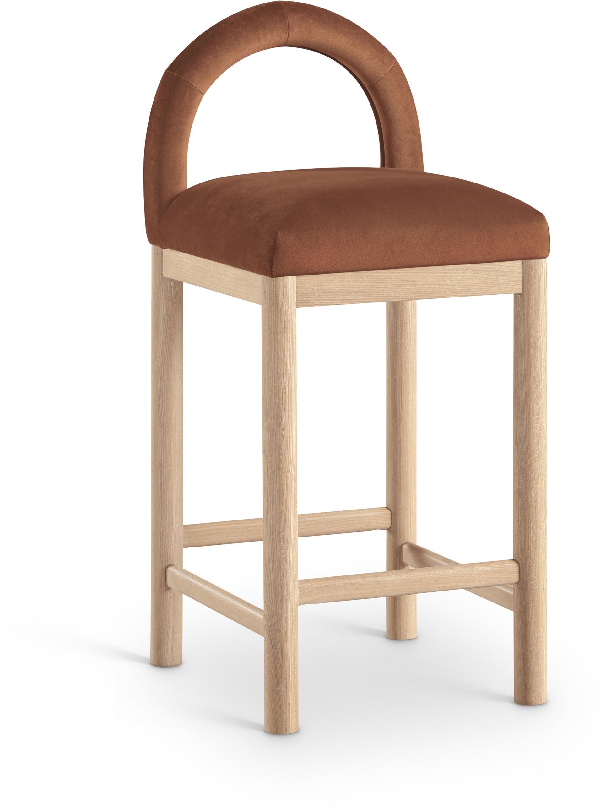 Conrad - Velvet Counter Stool With Natural Legs
