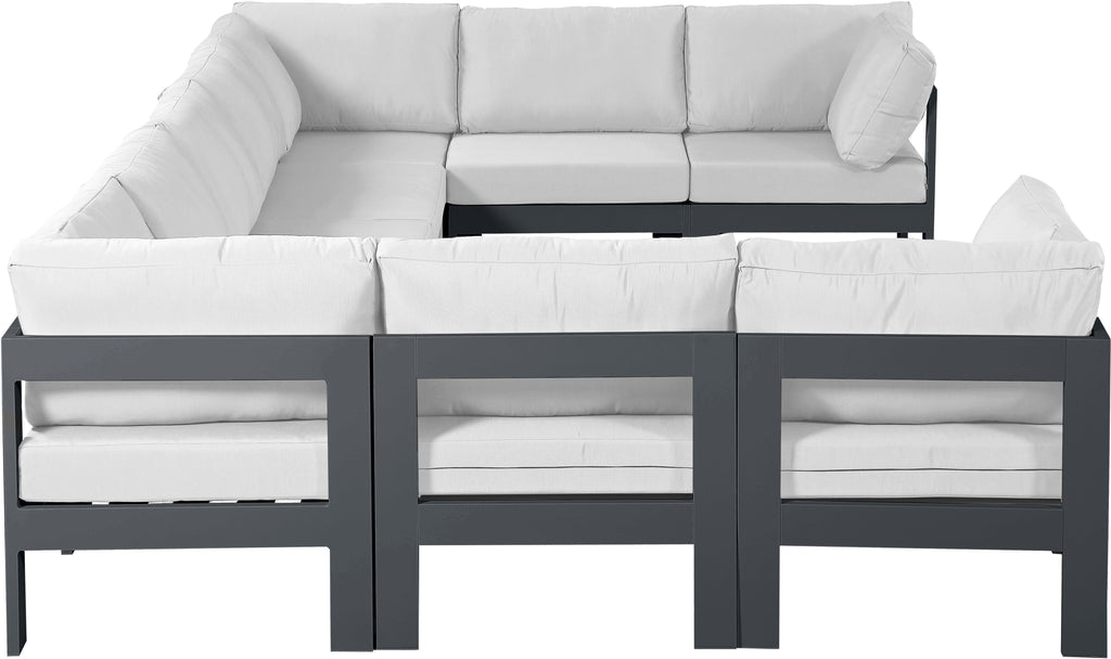 Nizuc - Outdoor Patio 9 Piece Modular Sectional With Gray Frame