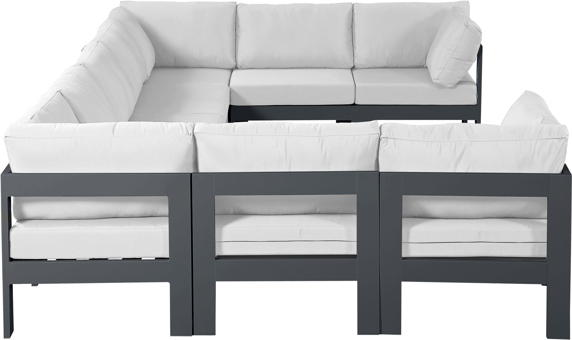 Nizuc - Outdoor Patio 9 Piece Modular Sectional With Gray Frame