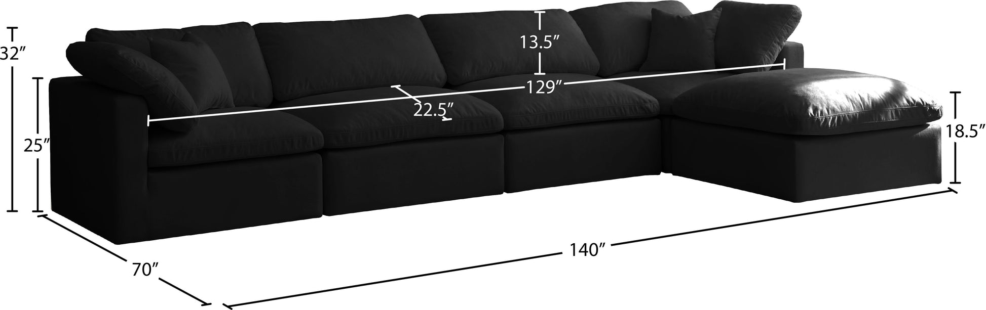 Plush - 5 Piece Modular Sectional
