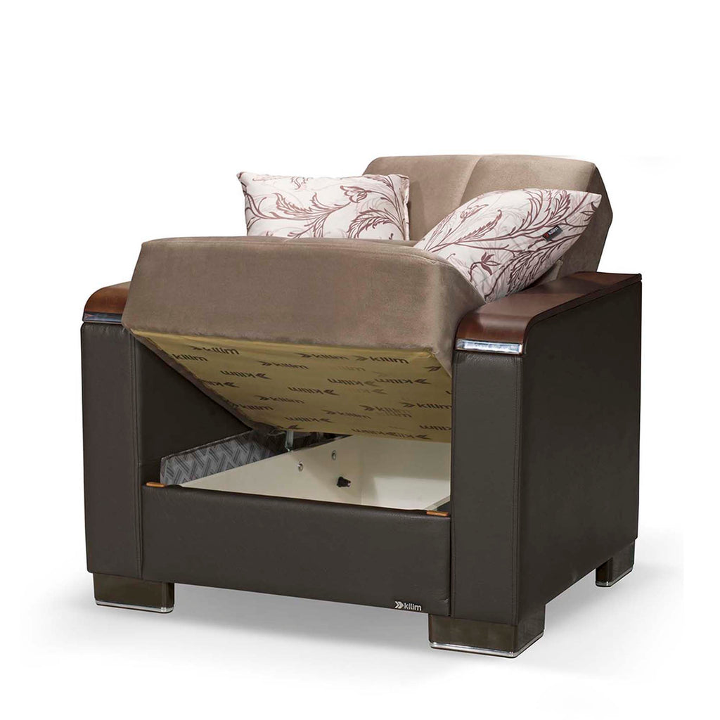 Ottomanson Armada X - Upholstered Convertible Wood Trimmed Armchair With Storage