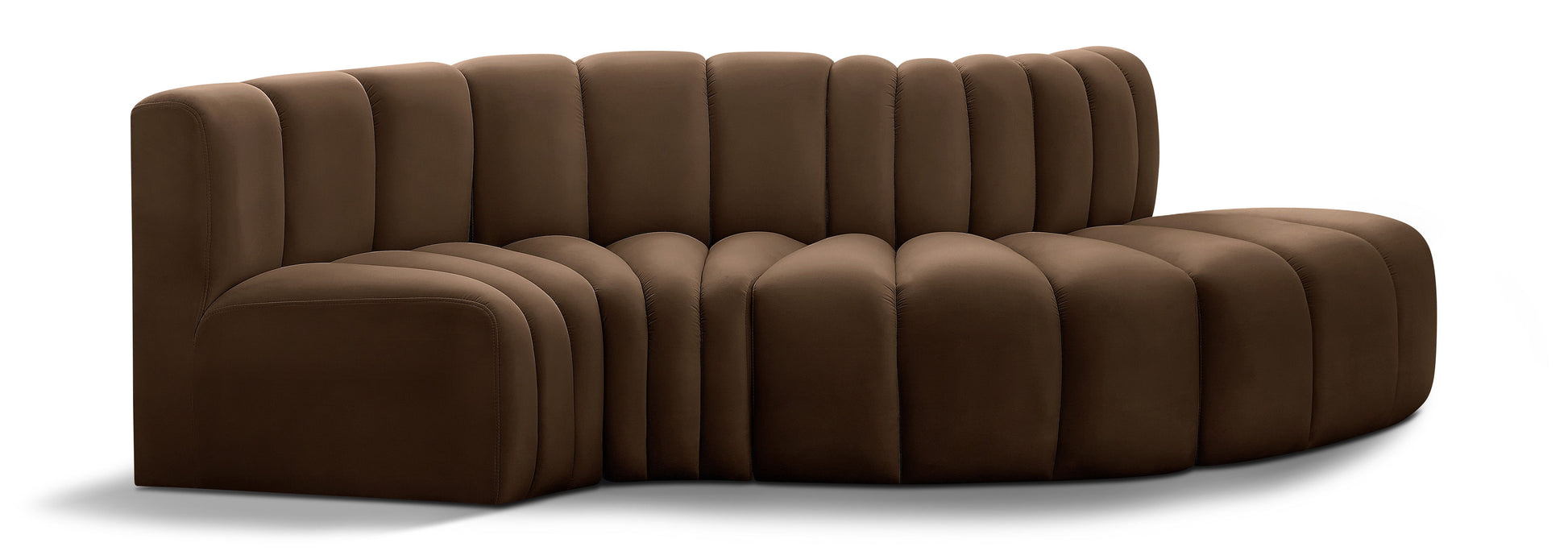 Arc - Velvet 4 Piece L-Shaped Modular Sofa