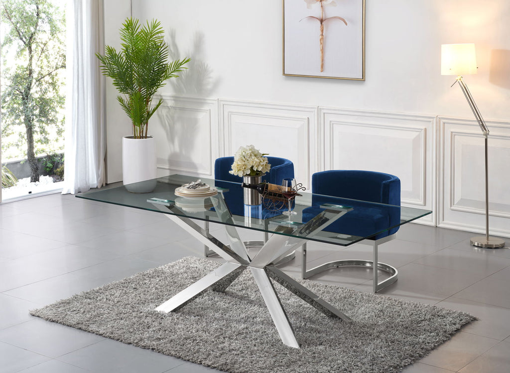 Juno - Dining Table - Pearl Silver - Glass