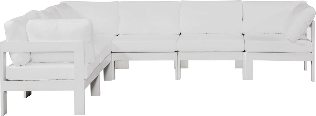 Nizuc - Outdoor Patio 6 Piece Modular Sectional With White Frame