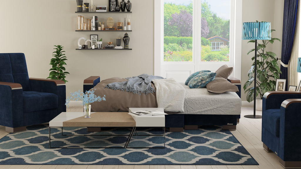 Ottomanson Armada X - Upholstered Convertible Wood Trimmed Chaise Lounge With Storage - Microfiber