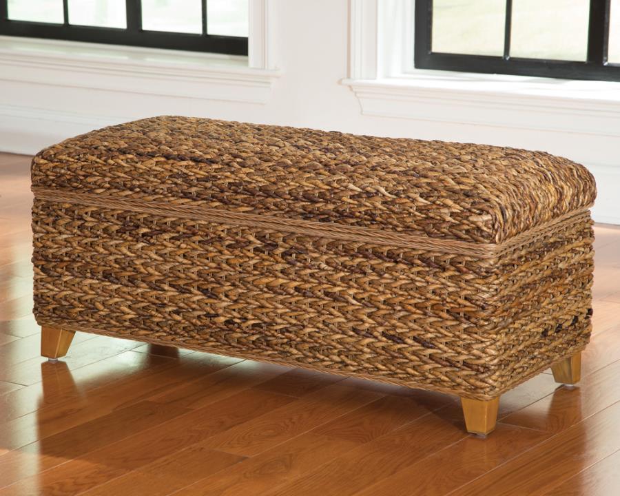 Laughton - Hand - Woven Banana Leaf Storage Trunk - Amber