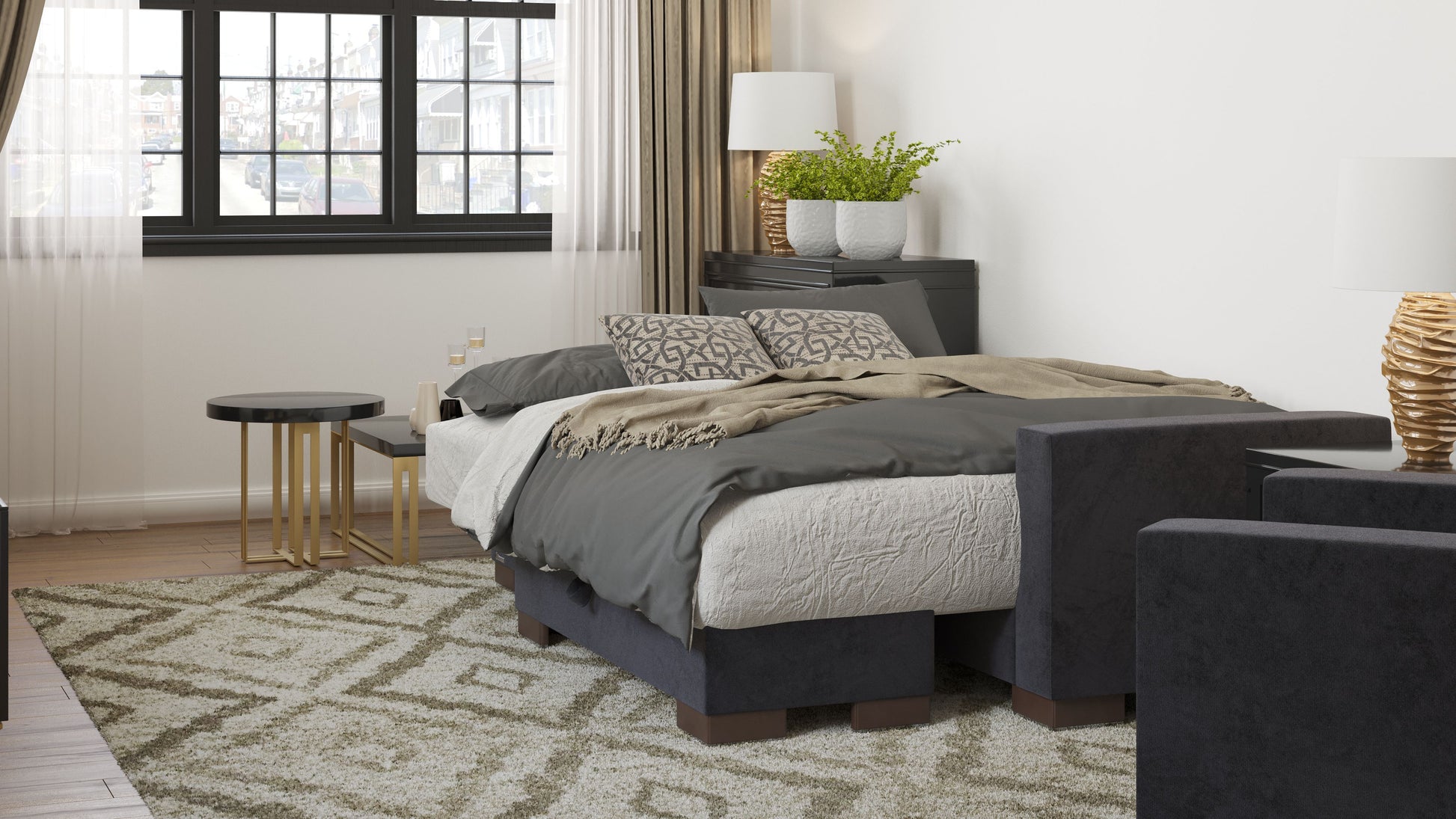 Ottomanson Armada - Upholstered Convertible Chaise Lounge With Storage - Microfiber