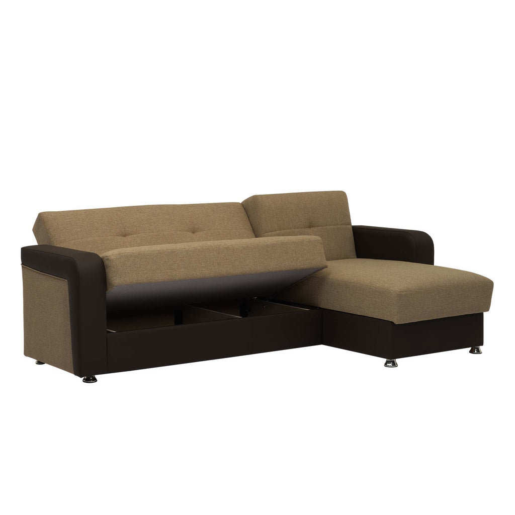Ottomanson Harmony - Upholstered Convertible Sectional With Storage - Two Tone